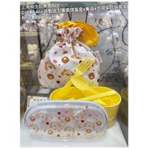 上海迪士尼樂園限定 CookieAnn 甜點造型圖案便當盒+餐具+手提束口袋套裝